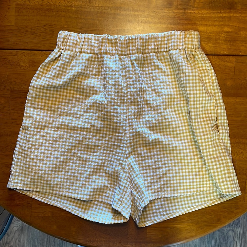 SHEIN yellow checkered shorts
